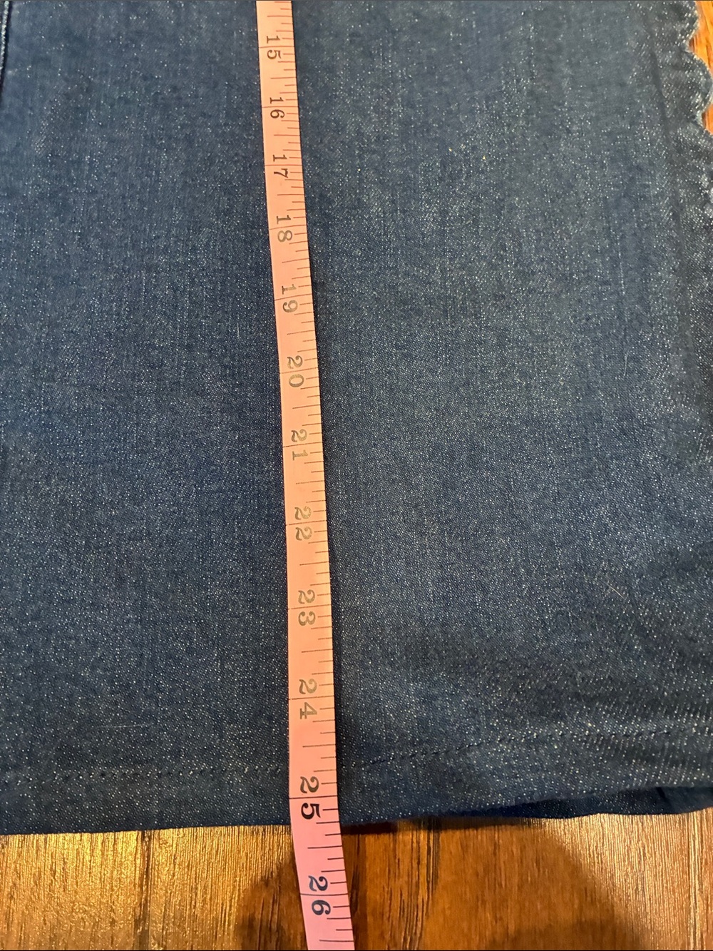 Maeve Dark Blue Denim Pencil Skirt with Scalloped Side Trim - Picture 9 of 11